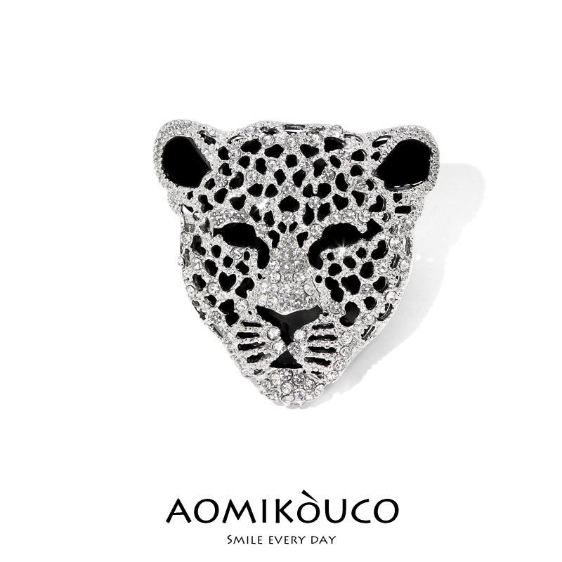 气质镶钻豹子头胸针ins潮别针