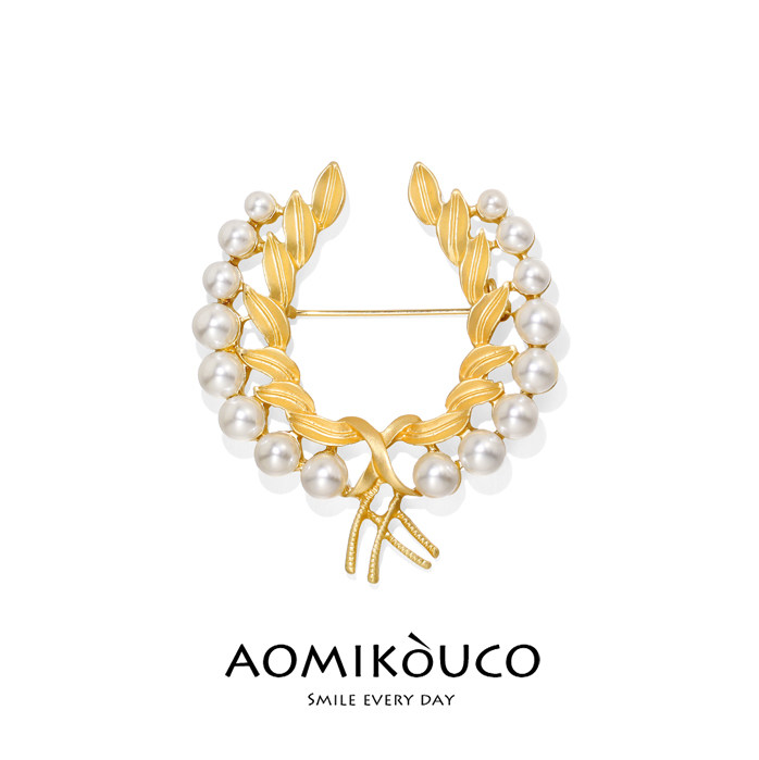 新款巴洛克风格珍珠麦穗胸针复古文艺别针百搭西装开衫西装配饰品