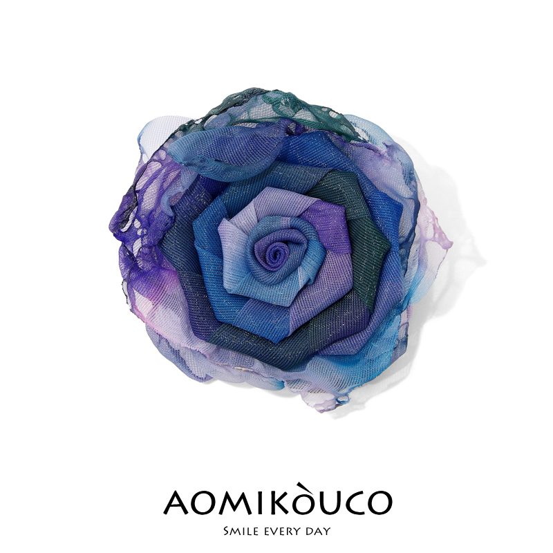 手工布艺渐变拼色玫瑰花胸针别针