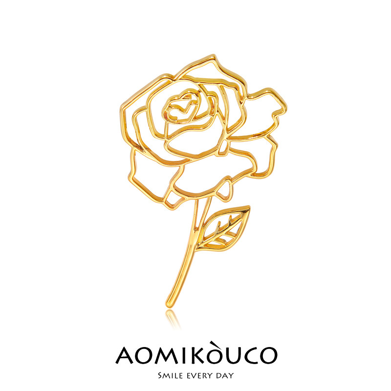 小香风高端精致时尚镂空玫瑰胸针女高级感西装别针防走光胸花配饰