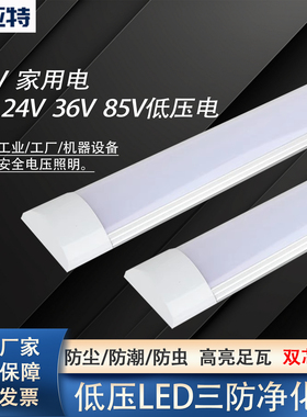 DC12V24V36V低压三防净化灯led直流交流超亮设备工地长条日光灯管