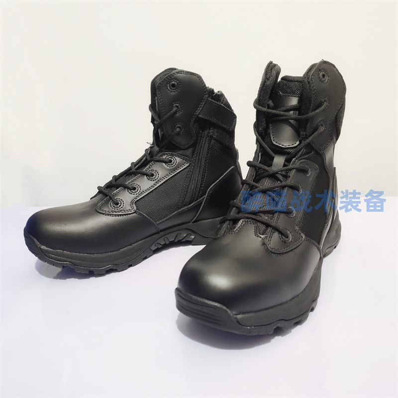 EVTZ正品 轻便型战术靴 侧拉链中腰 真皮 防刺户外运动徒步鞋
