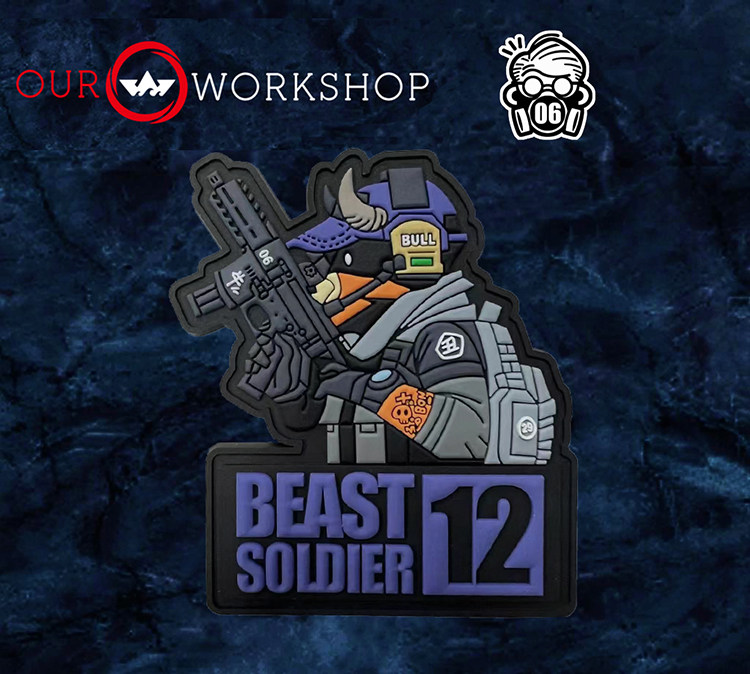 【醉喵】ourworkshop 12生肖"牛"野兽战士版 pvc 魔术贴 士气章