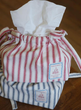 COSA简约韩系海军风抽绳洗漱袋收纳袋抽纸盒桌面家用车载可悬挂