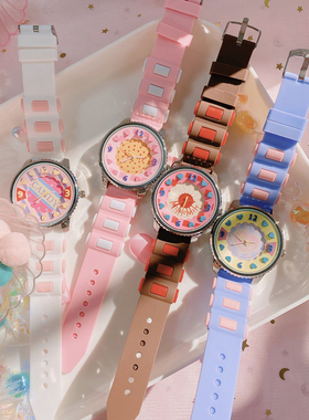 ins风樱花粉手表女学生日系卡通萌萌可爱少女软妹简约林小宅同款