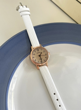 BARSH圆形小表盘全数字细带手表女复古时尚休闲百搭高颜值石英表