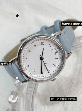 2025新款圆形皮带手表女时尚可爱百搭日系高颜值小清新石英腕表