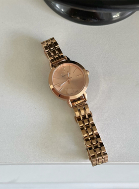 BARSH 气质简约圆形表盘小众设计手表女高颜值精致小巧钢带石英表