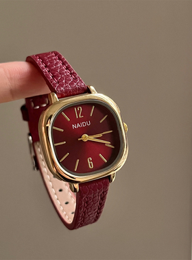 NAIDU简约气质方圆形手表女安可拉红高级感复古森系大气女士腕表