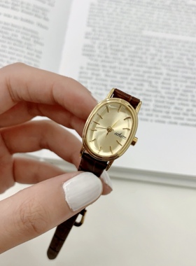 椭圆形中古小众高级感女士手表女款学生小众轻奢简约气质皮带女表