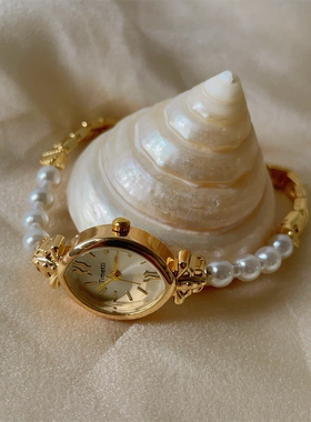 chic复古时尚气质小香风珍珠手链手表女小众正品品牌高级感手链表