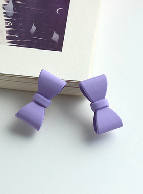 甜美紫色蝴蝶结发夹春款长春花蓝刘海侧边夹气质头饰发饰春款夹子