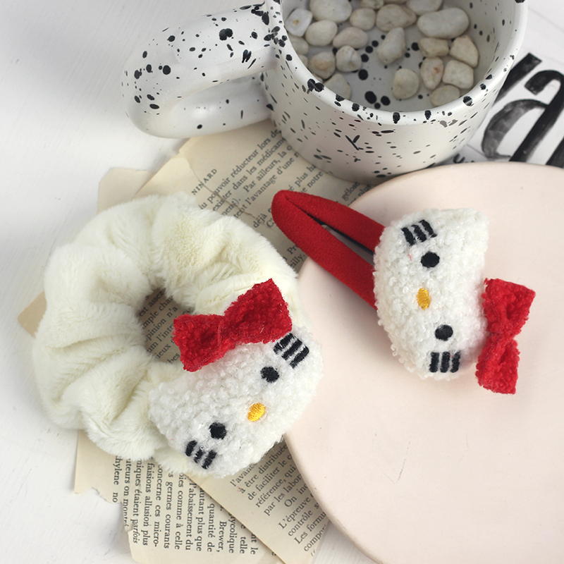 卡通凯蒂猫发圈发夹毛绒大肠圈