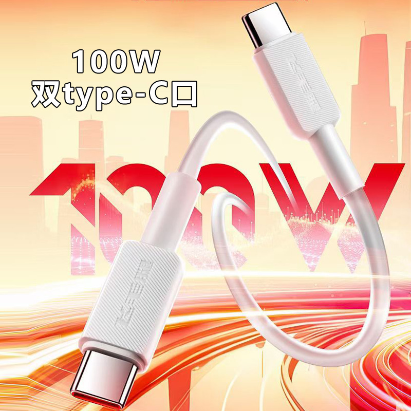 飞毛腿100W双C充电线1.5米白色