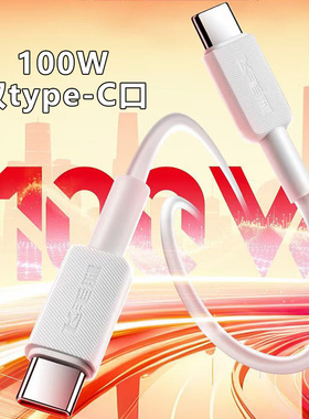 飞毛腿100W快充数据线双Type-C适用iPhone苹果15/16/17华为安卓vivo小米oppo手机PD充电线1.5米新款通用白色