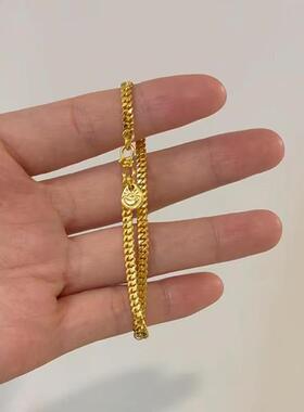 小红书爆款金元宝古巴手链2025新款中古风宽版清淡风手饰