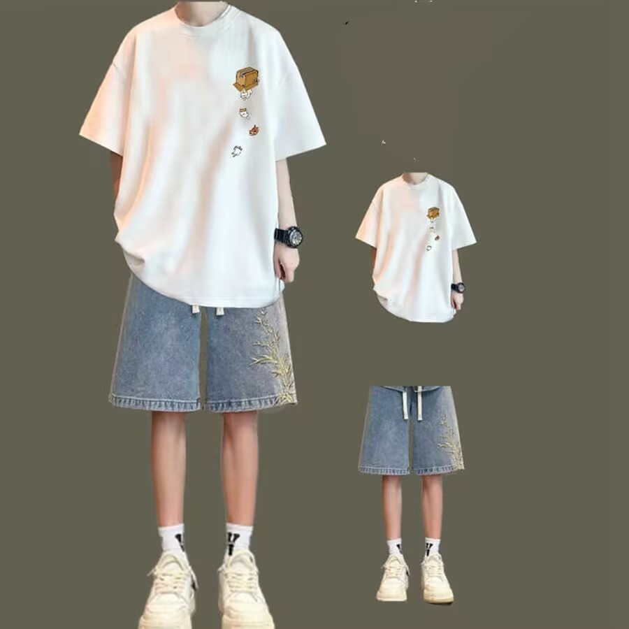 夏季短袖T恤男生套装潮流时尚