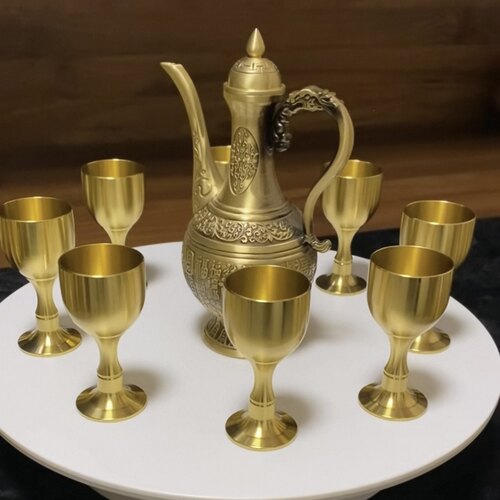 大中酒杯铜纯铜高脚杯纯黄铜酒杯