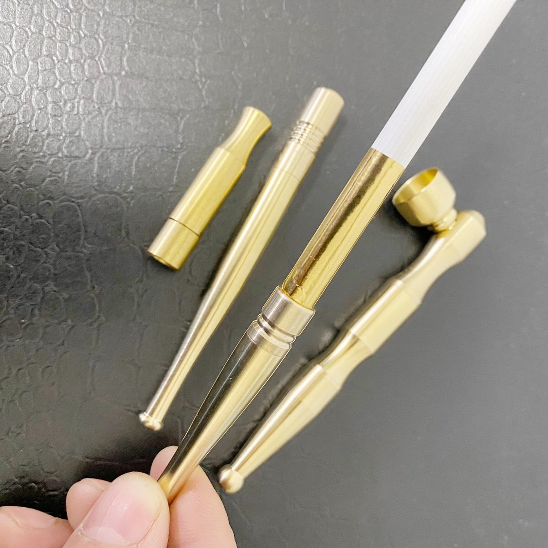 粗中细三用纯黄铜烟嘴过滤器男女通用中细支香烟滤嘴可清洗混合型