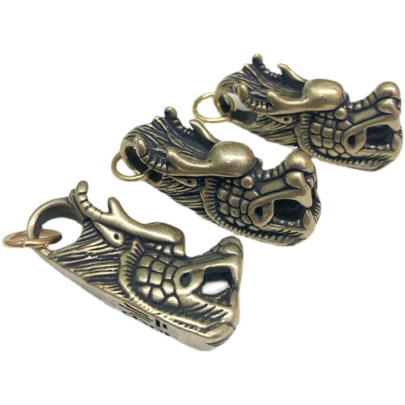 汽车钥匙挂件黄铜龙头钥匙扣男士个性创意纯黄铜龙饰品钥匙链女新