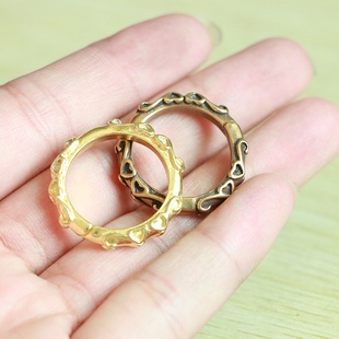 黄铜花纹钥匙圈铜环挂扣唐草圈扭纹钥匙圈马蹄扣DIY配件大小配饰