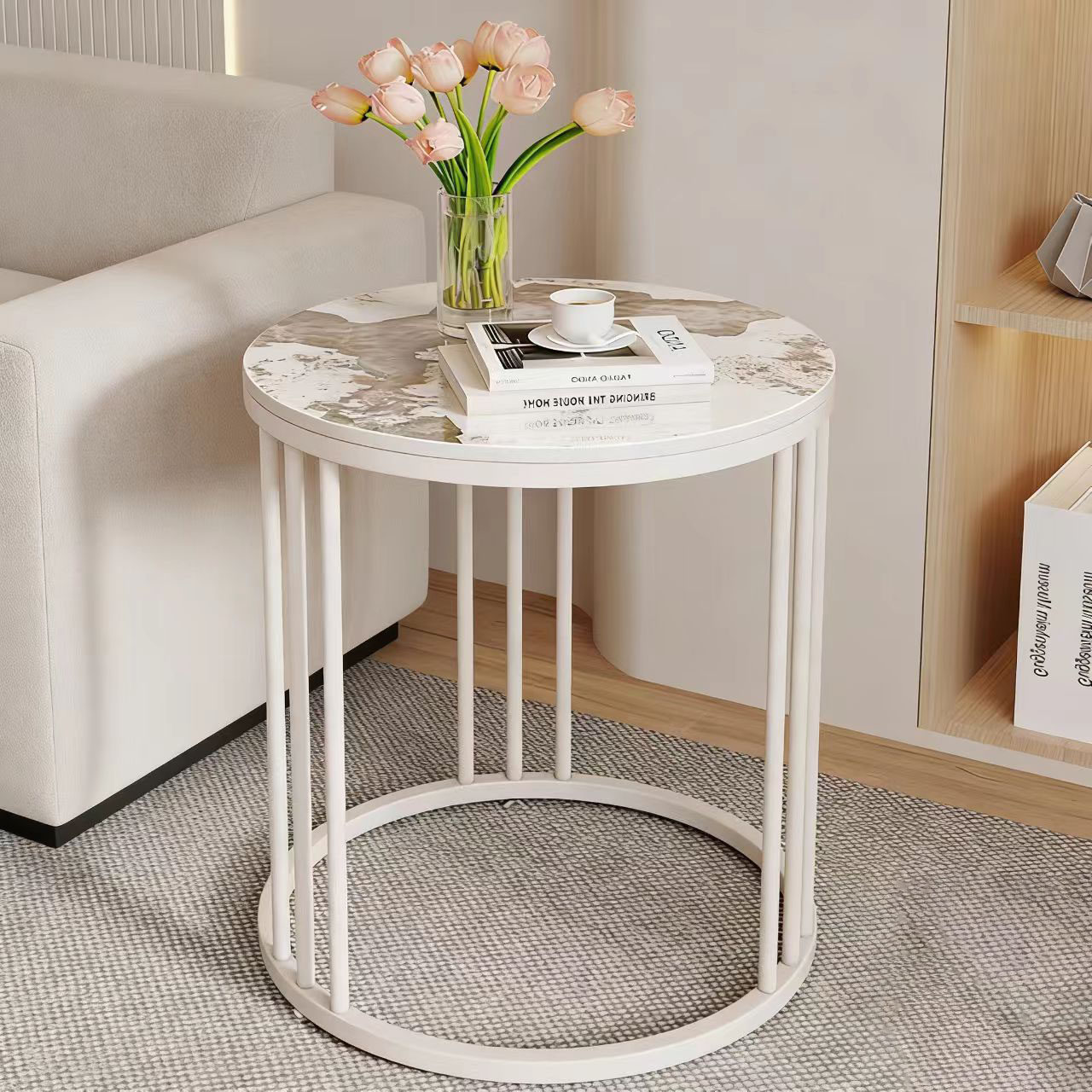 意式圆形岩板沙发边几茶几可移动轻奢简约铁艺角几花架创意床头桌,住宅家具,角几/边几,淘宝优惠券,粉丝福利购,淘宝优惠卷