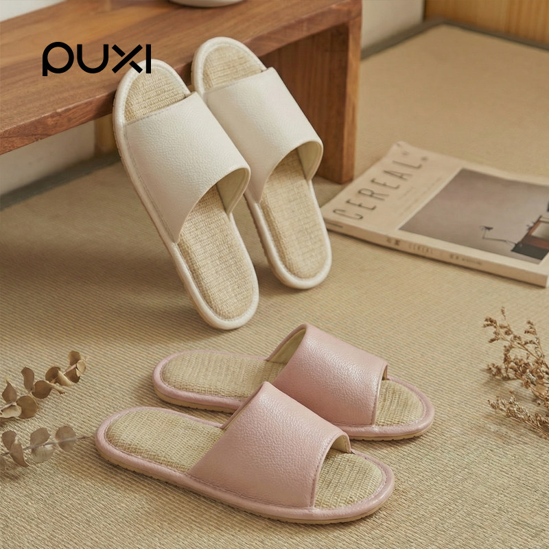 朴西新款四季居家亚麻拖鞋女士透气防脚汗室内静音情侣棉麻拖鞋男