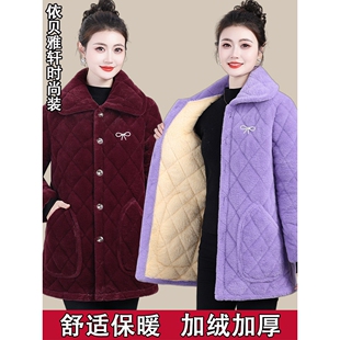 加绒加厚棉衣女士防寒外套保暖棉服中年女装今年流行三层夹棉罩衣