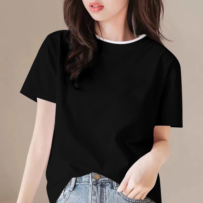 黑色短袖t恤女夏季新款宽松大码