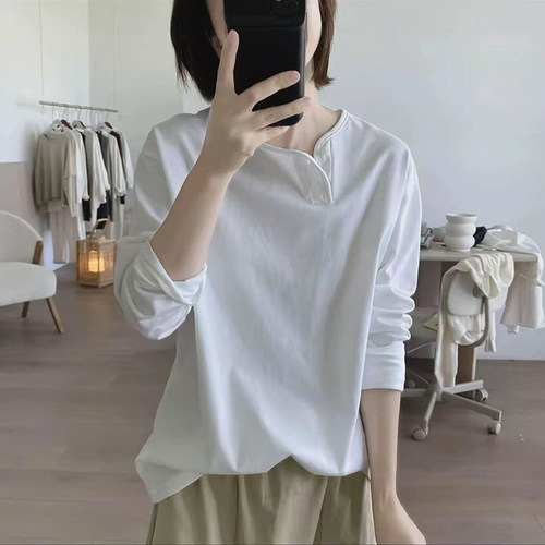 百搭纯棉长袖t恤女士春秋新款