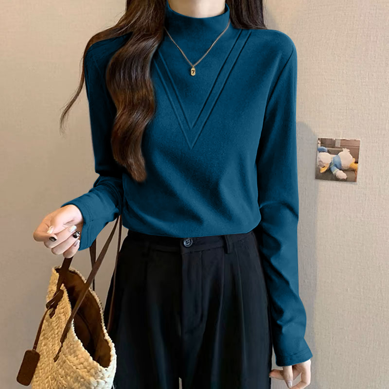 半高领德绒打底衫女秋冬季大码