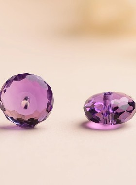 白水晶盘珠紫水晶黄水晶盘珠散珠 diy配珠 隔珠水晶珠子手链