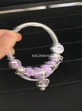 潘家不锈钢手镯复古紫水晶串珠手链女原创设计文艺风轻奢小众手饰