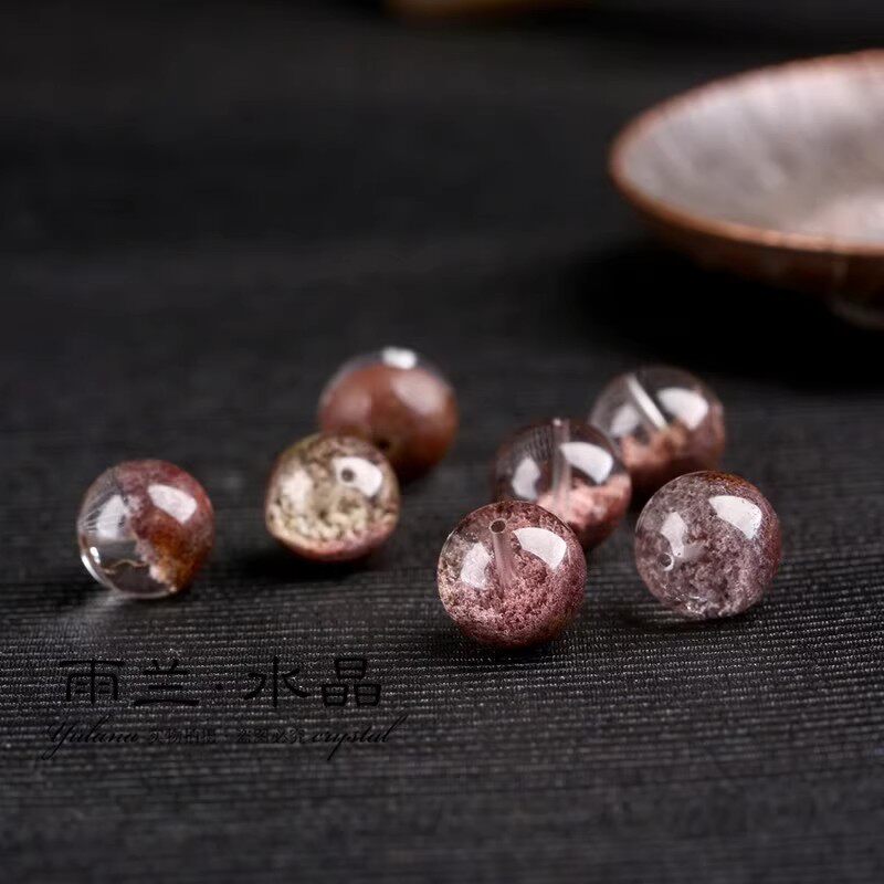 天然红幽灵聚宝盆散珠招财水晶男女款佛珠手链隔珠单珠diy配件