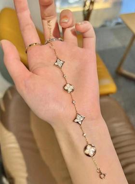 驴家高版本四花老花五花手链天然贝母厚镀18kv金四叶草项链女网红