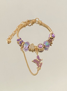 潘家小众轻奢蝴蝶手链精致个性设计感diy串珠手串复古高级感手饰