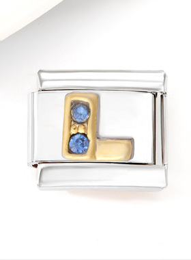 新款时尚模块手链字母 不绣钢锆石DIY手镯蓝色26字母名字女生手工