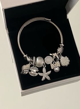 跨境爆款潘家串珠手镯女海母海星贝壳海贝多元素魅力手链欧美手环