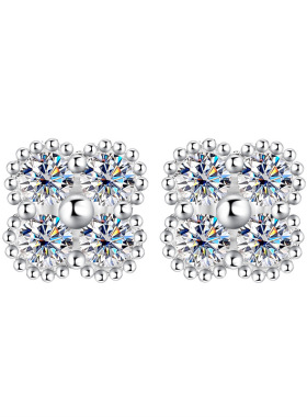 跨境货源s925纯银莫桑石四叶草吊坠项链手链耳钉三件套装饰品