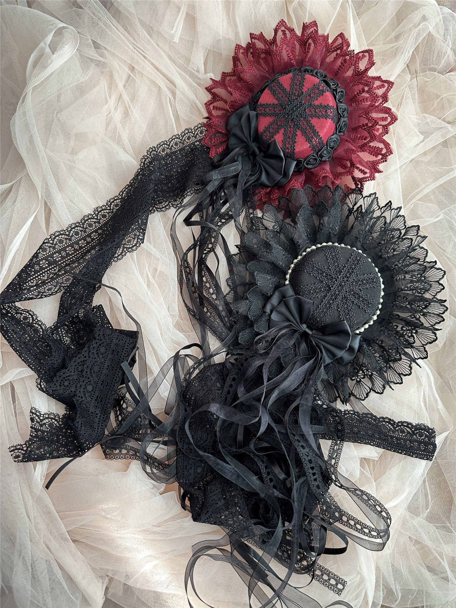 哥特洛丽塔礼帽花丸发夹lolita头饰十字架蝴蝶结头饰边夹原创