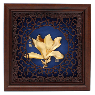 白玉兰花金箔画送领导导师老师毕业礼品工艺品公司办公会议礼品