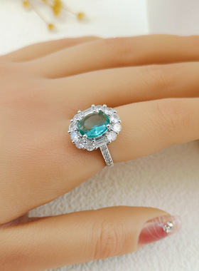 轻奢彩宝满钻超闪开口女士钻戒