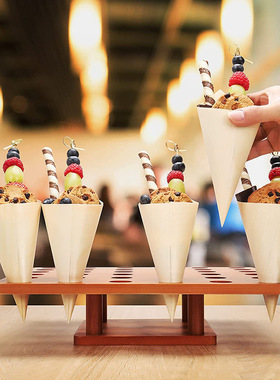 木皮手卷蛋卷容器牛角杯打包自助餐装饰甜筒冰淇淋一次性包装木皮