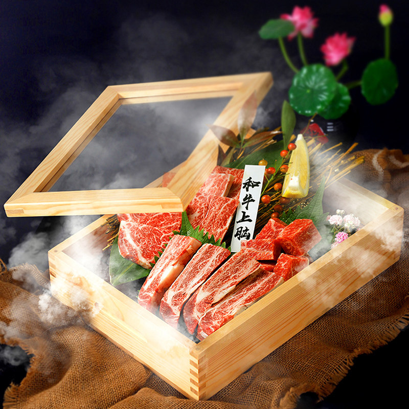 烤肉店木质料理盒日式创意带盖刺身木托三纹鱼和牛肉烤肉摆盘餐具,餐饮具,盘,淘宝优惠券,粉丝福利购,淘宝优惠卷