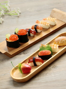 长条天然原木托日式和风长木寿司托盘长方形寿司板早餐面包寿司碟