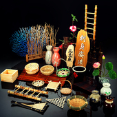 饰品 刺身拼盘装 刺身装 饰摆盘小篮子篱笆日料酒店烤肉菜品盘饰日式