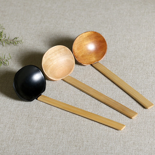 促销竹柄木质日式和风餐具勺龟背火锅汤勺日本拉面勺味千拉面勺子