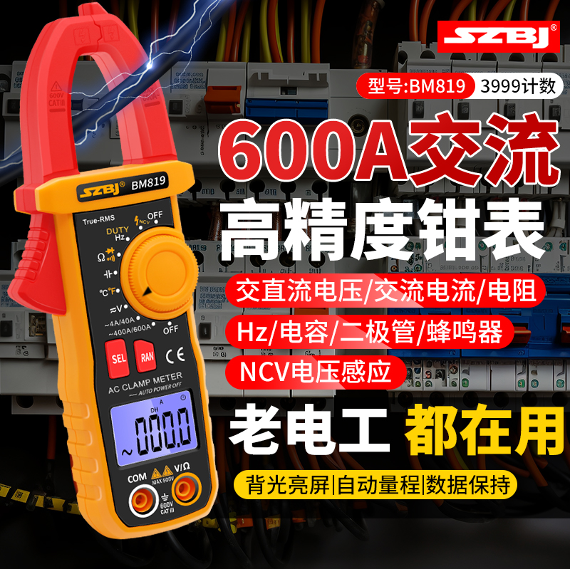 滨江数字钳形表万用表高精度数显交直流电流表多功能钳表测电容