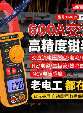 滨江数字钳形表万用表高精度数显交直流电流表多功能钳表测电容