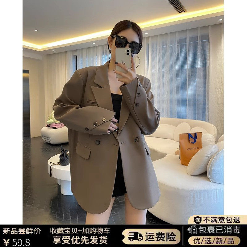 西装外套女百搭小个子咖色上衣2025年春秋季韩版新款休闲宽松西服